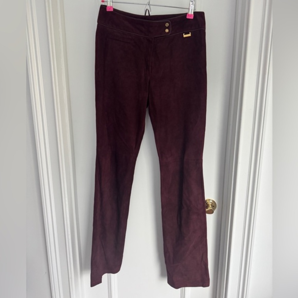 ⚡️RARE Vtg Ralph Lauren Black Label Suede Leather Low Rise Straight Pant -6